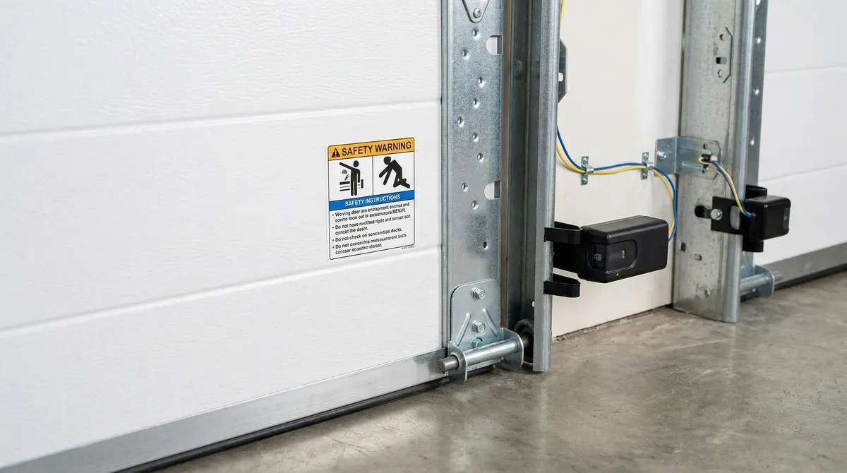 Garage door safety sensor alignment with LED indicator lights