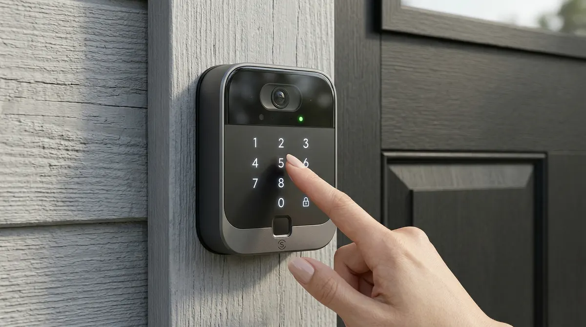 Garage door security features including smart lock and keypad entry