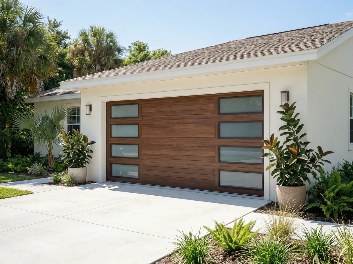 New garage door installation on Tampa area home showing pricing value